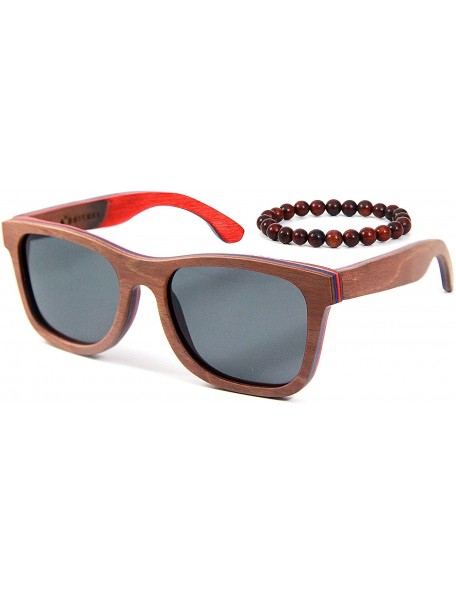 Wayfarer Wood Sunglasses for Men and Women. 100% Maple Wood - Brown - CA18DZQW7QA $47.79