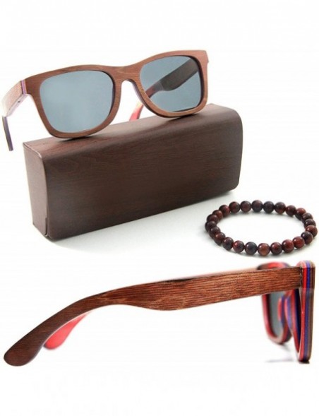 Wayfarer Wood Sunglasses for Men and Women. 100% Maple Wood - Brown - CA18DZQW7QA $47.79