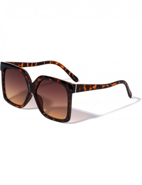 Butterfly Oversized Squared Butterfly Curved Temple Sunglasses - Brown Demi - CN1993TG9E0 $16.25