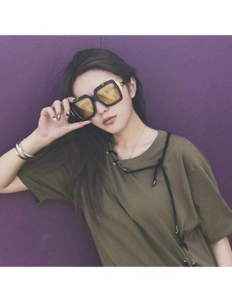 Oversized Sun Glasses Oversized Square Flip Up Sun Glasses Vintage Retro Double Lens Style Shades-Grey - CD199HX68NG $34.63