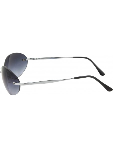 Oval Men's Rimless Sunglasses - Matrix Morpheus NEO Type Costume Black Round Oval - Black Silver - CL18YDAUOLC $20.05