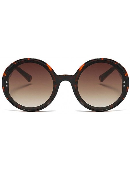 Oval Fashion Trend Rice Nail Round Frame Luxury Sunglasses Men Women Retro Pink Leopard Shades Glasses - Leopard - CW194QSDD9...