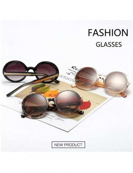 Oval Fashion Trend Rice Nail Round Frame Luxury Sunglasses Men Women Retro Pink Leopard Shades Glasses - Leopard - CW194QSDD9...