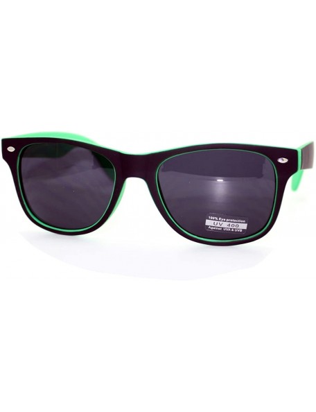 Square Unisex Classic Square Sunglasses Soft Matted Spring Hinge Frame - Black Green - C211WNTOFZT $12.31