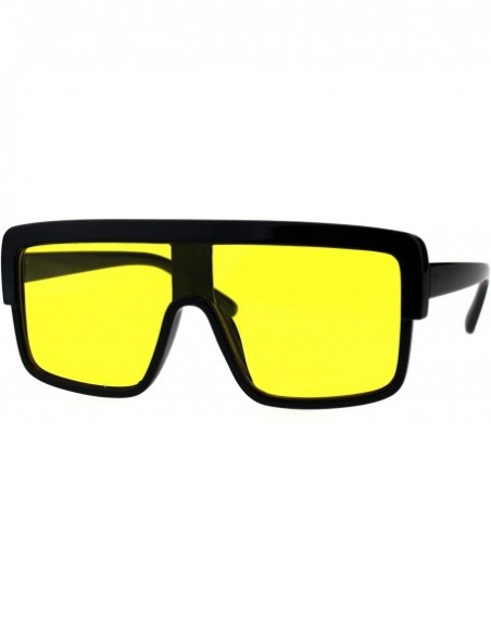 Shield Oversize Flat Top Shield Racer Mob Plastic Sunglasses - Black Yellow - CS18G7R2A3N $12.75