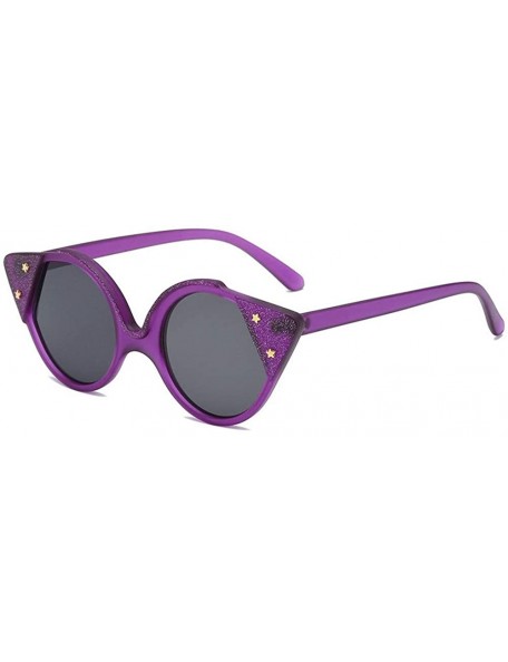 Oval Super Cute Star Shape Cat Sunglasses Brand Designer Transparent Candy Color Eyewear UV400 - Purple - C518LTRLE05 $10.82