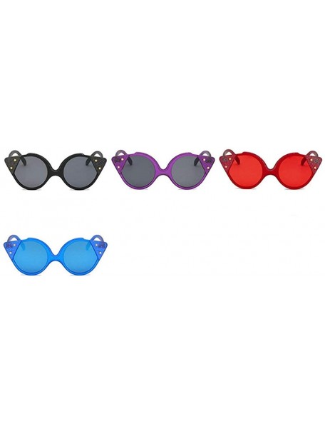 Oval Super Cute Star Shape Cat Sunglasses Brand Designer Transparent Candy Color Eyewear UV400 - Purple - C518LTRLE05 $10.82