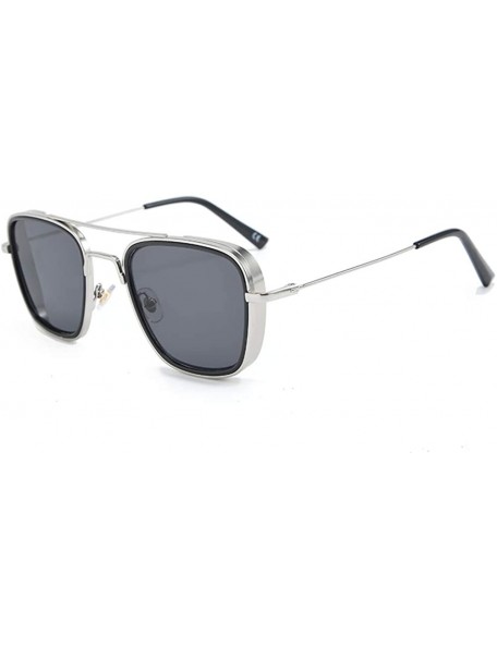 Aviator Square Frame Sunglasses Trendy Glasses for Women Superstar - Silvergrey - CT18AY2C4U7 $10.31