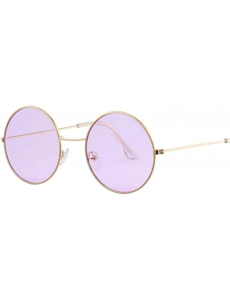 Round Designer Women Round Sunglasses Fashion Vintage Metal Frame Ocean Sun Glasses Shade Oval Female Eyewear - CQ197Y6WSOC $...