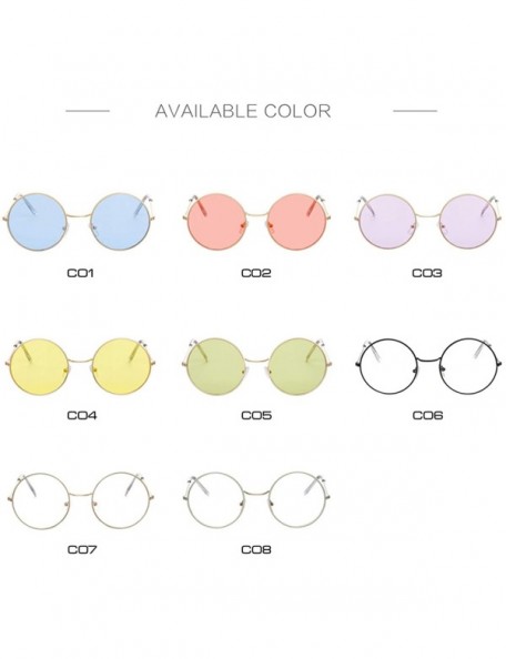 Round Designer Women Round Sunglasses Fashion Vintage Metal Frame Ocean Sun Glasses Shade Oval Female Eyewear - CQ197Y6WSOC $...