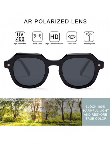 Square Acetate Polarized Sunglasses Square With Rivet Metal Temple Designer Eyewear For Women Men UV Protection - CN1966KQ0ZW...