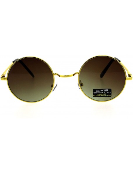 Round Hippie Pimp Daddy Oceanic Gradient Circle Lens Gold Round Metal Rim Sunglasses - Brown Smoke - CS18GO7TDTI $12.51