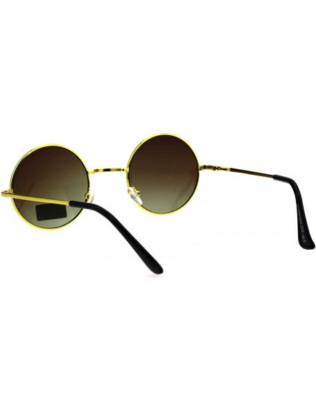 Round Hippie Pimp Daddy Oceanic Gradient Circle Lens Gold Round Metal Rim Sunglasses - Brown Smoke - CS18GO7TDTI $12.51