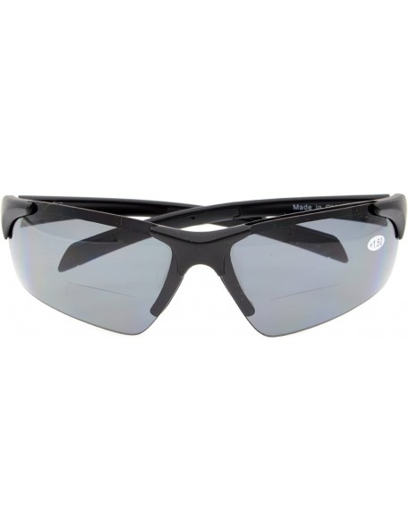 Sport Bifocal Sunglasses with Wrap-Around Sport Design Half Frame for Men and Women - Matte Black - CJ18C3K9O73 $29.52