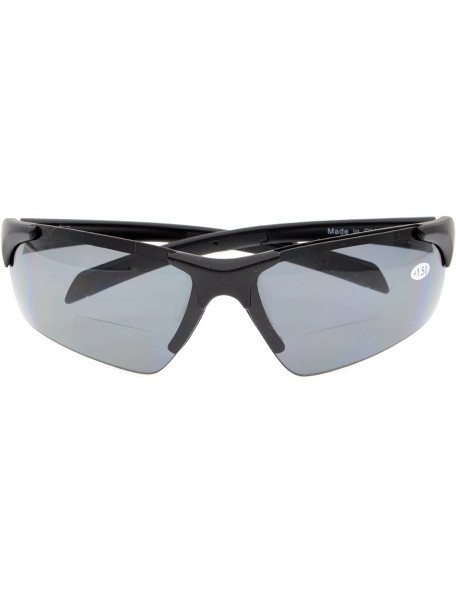 Sport Bifocal Sunglasses with Wrap-Around Sport Design Half Frame for Men and Women - Matte Black - CJ18C3K9O73 $19.17