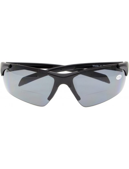 Sport Bifocal Sunglasses with Wrap-Around Sport Design Half Frame for Men and Women - Matte Black - CJ18C3K9O73 $19.17