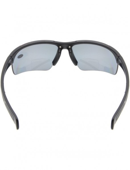 Sport Bifocal Sunglasses with Wrap-Around Sport Design Half Frame for Men and Women - Matte Black - CJ18C3K9O73 $19.17