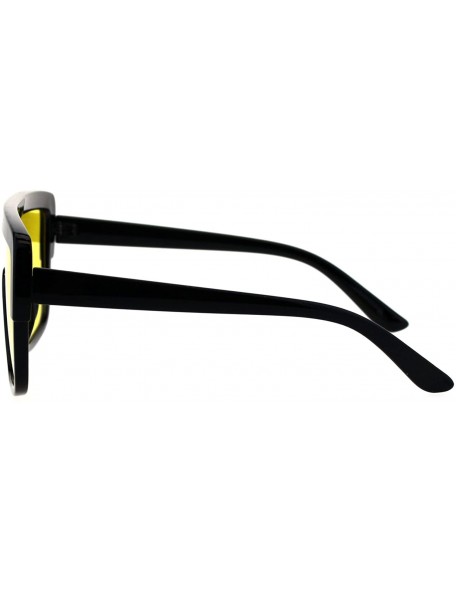 Shield Oversize Flat Top Shield Racer Mob Plastic Sunglasses - Black Yellow - CS18G7R2A3N $12.75