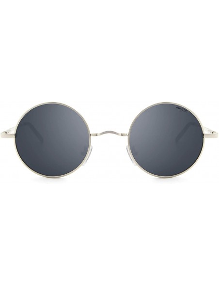 Sport Steampunk Vintage Round Polarized Sunglasses for Men Women Lennon Style Eyewear - Silver Frame/Grey Lens - CH12GYBRTBN ...