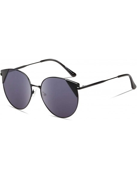 Round Vintage Retro Round Metal Polarized Sunglasses for Women 100% UV400 Protection W018 - Black Grey - C3196EAKA6A $27.51