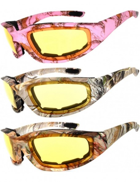 Sport Set of 2 - 3 Pairs Motorcycle CAMO Padded Foam Sport Glasses Colored Lens - Yellow_camo-pink_camo2-hd_camo2 - CL1847W8G...