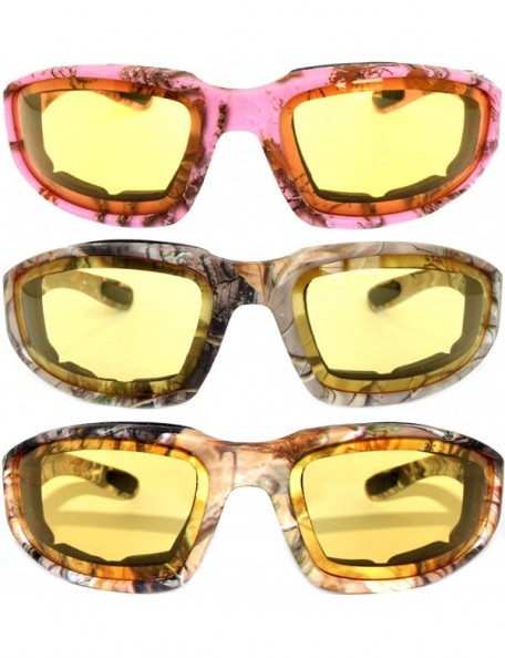 Sport Set of 2 - 3 Pairs Motorcycle CAMO Padded Foam Sport Glasses Colored Lens - Yellow_camo-pink_camo2-hd_camo2 - CL1847W8G...