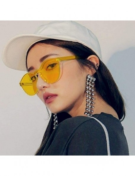 Round Unisex Fashion Candy Colors Round Outdoor Sunglasses - Yellow - CU190L8RTD5 $33.84