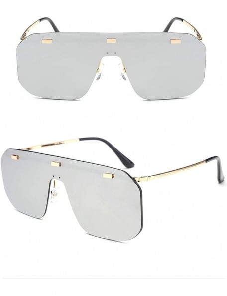 Oversized Classic style Frame less Sunglasses for Unisex PC Resin UV 400 Protection Sunglasses - Silver - CK18SZU2YGX $16.40