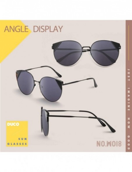 Round Vintage Retro Round Metal Polarized Sunglasses for Women 100% UV400 Protection W018 - Black Grey - C3196EAKA6A $27.51