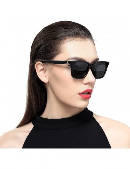 Oversized Men Polarized Sunglasses for Women Fashion Sun glasses UV Protection S8219 - Black - CD186C69KOG $16.58