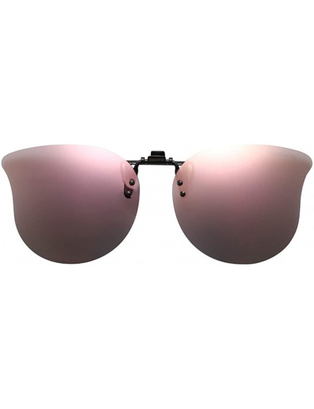 Rimless Polarized Cat Eye Clip On Sunglasses Over Prescription Glasses for Women UV Protection - Pink Flash - CQ18QEGSZL8 $13.70