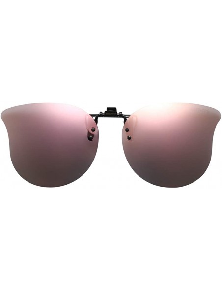 Rimless Polarized Cat Eye Clip On Sunglasses Over Prescription Glasses for Women UV Protection - Pink Flash - CQ18QEGSZL8 $13.70