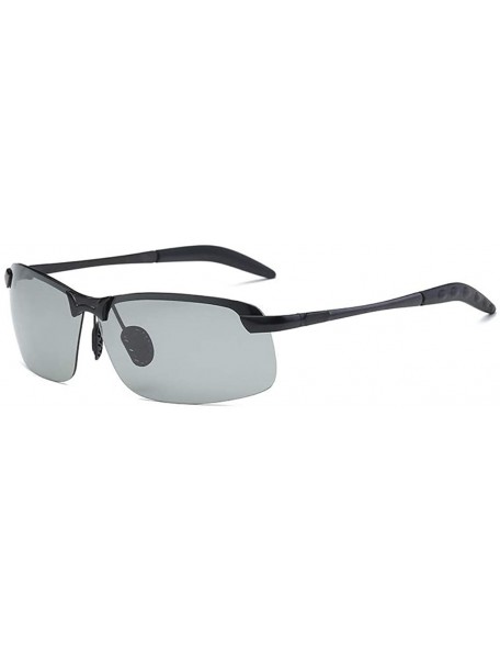 Semi-rimless Photochromic Polarized Sunglasses Sports Eyewear UV Protection Fishing Golf Goggles for Men - Black - CM18LD3N24...