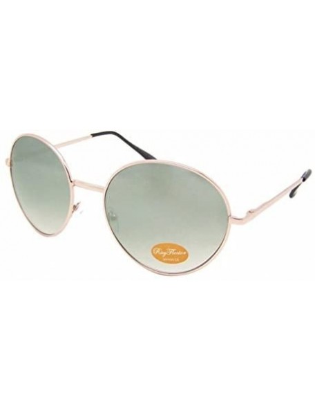 Round Mirrored sunglasses round golden medium Oversize John Lennon 400UV Vintage - Green - C211UJSQ5VX $15.22