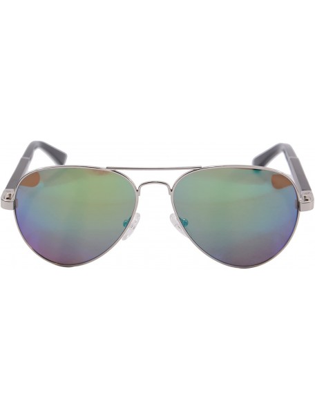 Aviator Classic Men's Sunglasses Denim Rimmed Polarized Glasses-1570 - C4 - CR12DOMAPMJ $29.52