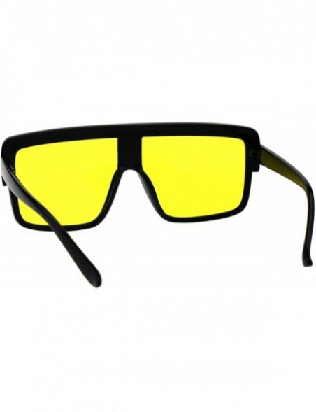 Shield Oversize Flat Top Shield Racer Mob Plastic Sunglasses - Black Yellow - CS18G7R2A3N $12.75