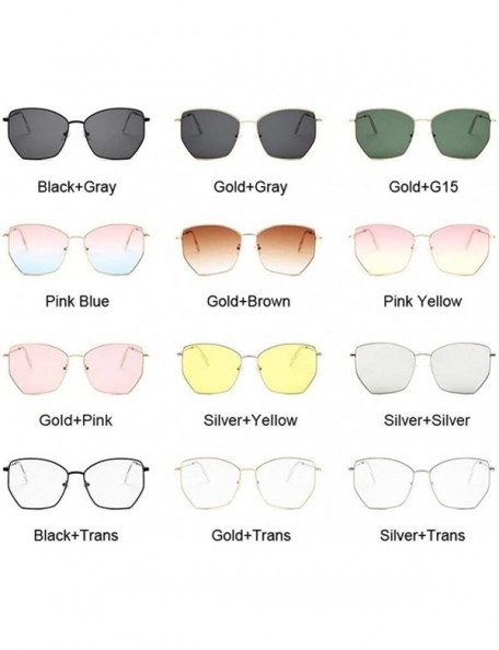 Square Cat Eye Sunglasses Women Classic Flat Lens Clear Sun Glasses Female Male Retro Small Metal Frame Square - CI198XSKT8E ...