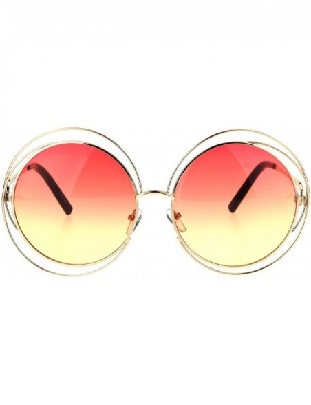 Round Womens Retro Oversize Scribble Mulit Rim Round Circle Lens Hippie Sunglasses - Gold Red - CG17YEXDNM3 $8.61
