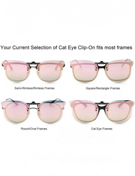 Rimless Polarized Cat Eye Clip On Sunglasses Over Prescription Glasses for Women UV Protection - Pink Flash - CQ18QEGSZL8 $13.70