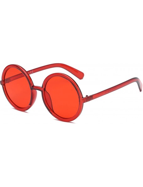 Round Women Retro Vintage Circle Round Oversized Fashion Sunglasses - Red - CC18WSEL4AN $24.78