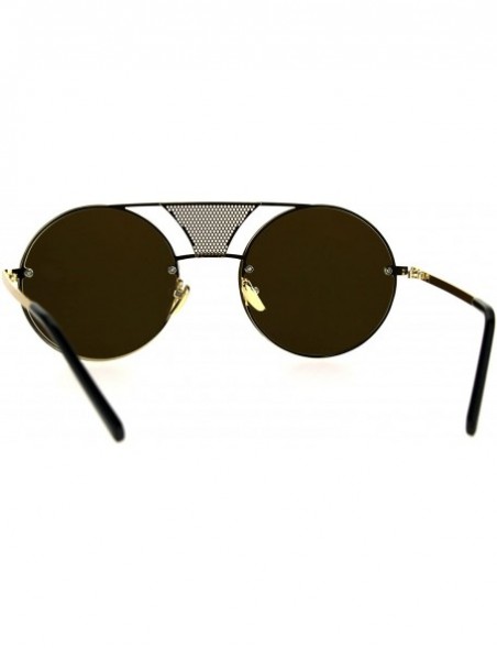Round Round Circle Frame Sunglasses Rims Behind Lens Unique Bridge Design - Gold (Brown) - CT187EIL4W0 $11.78