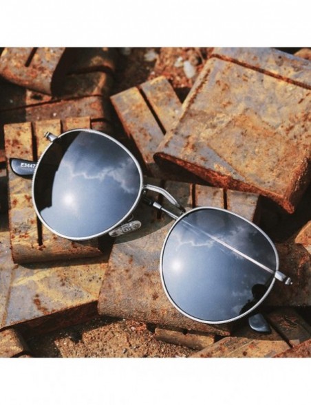 Round Retro Round Sunglasses Men Polarized Uv400 2019 Summer Sun Glasses Male Driving Metal Frame Gold Black Green - CM197Y7M...