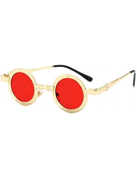 Round 2020 Men's Punk Retro Round Super Small Frame Luxury Fashion Ladies Hip Hop Sunglasses UV400 - Red - CA193EXO883 $13.60