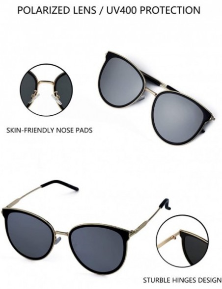 Round Polarized Sunglasses for unisex adult Vintage Retro Round Mirrored Lens - Black - CK18XNUL9UG $12.06
