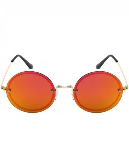 Round New Round Circle Sunglasses W/Flat Color Mirrored Lens 25109-FLREV - Gold - CN12IJUC7L9 $10.47