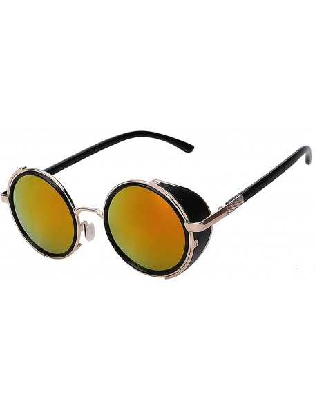 Round Steampunk Gothic - 002 Retro Vintage Hippie Colored Metal Round Circle Frame Sunglasses Colored Lens - CH184I7KMM9 $14.76