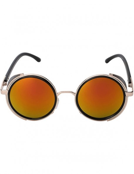 Round Steampunk Gothic - 002 Retro Vintage Hippie Colored Metal Round Circle Frame Sunglasses Colored Lens - CH184I7KMM9 $14.76