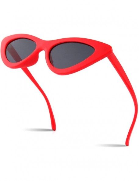 Cat Eye 50s Cute Cat Eye Sunglasses Retro Sexy Mod Style Tinted Sun Glasses SR016 - A Red Frame Grey Lens - CR18NE3Y7S6 $14.03