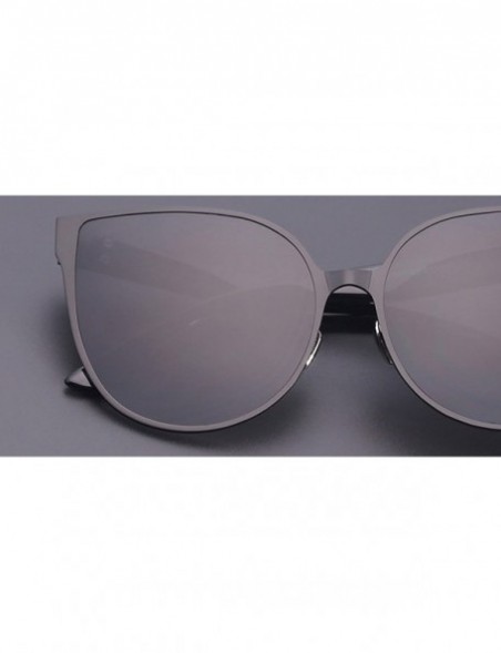 Cat Eye Women's Vintage Cat Eye White Silver Sunglasses Blue Mirror Lens UV 400 OWL. - C4126IBQZJV $14.95