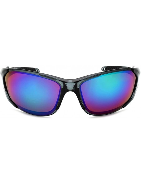 Wrap Sports Sunglasses with Color Mirrored Lens 570062/REV - Clear Grey - CV125WNTK8J $8.51